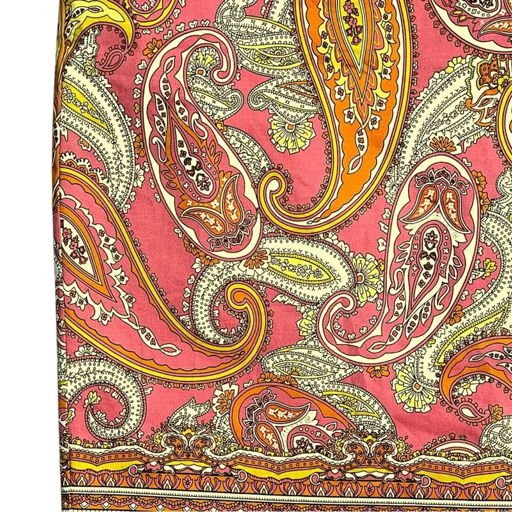 CHARTER CLUB VTG  Paisley Pencil Skirt Coral, Orange, Yellow with pockets SZ 10